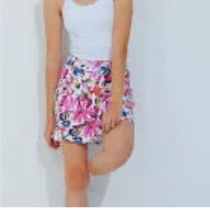 DONA JO Jo Women's White/Pink Floral Pickleball Tennis Golf Lined Skort Size L